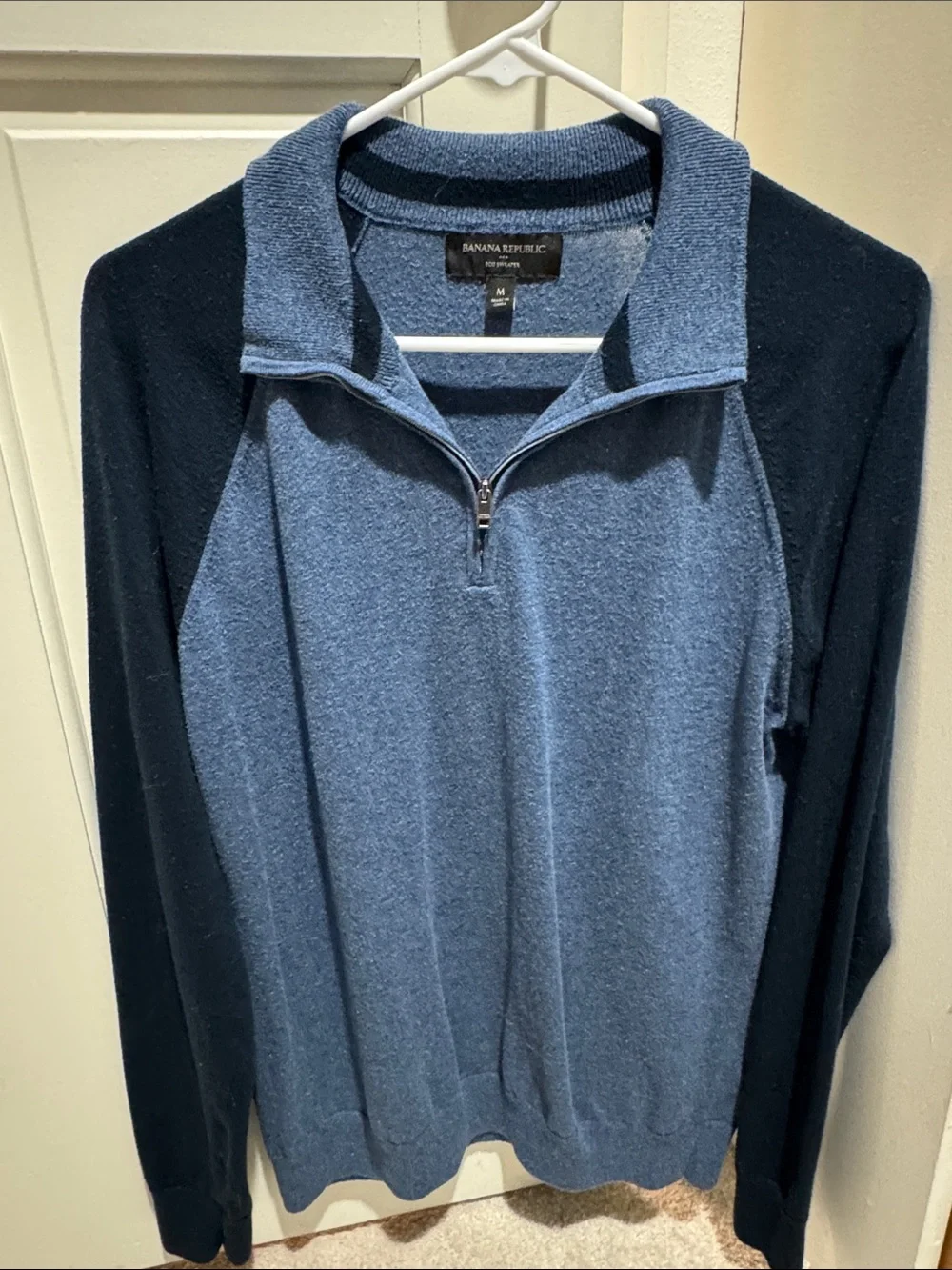 Banana Republic Men’s Half-Zip Sweater in Blue and Black